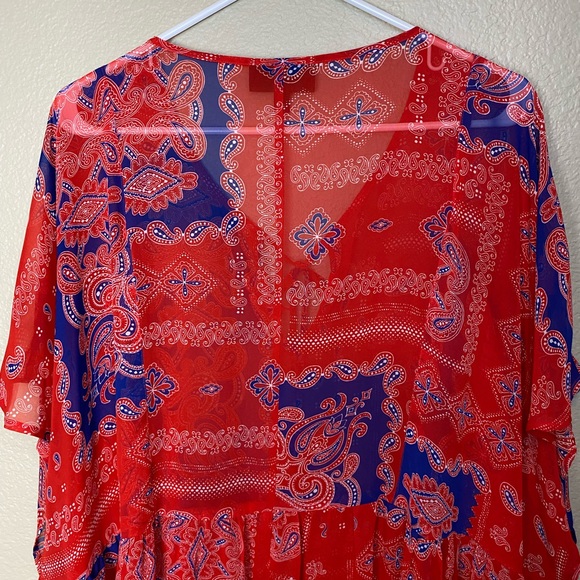 Lane Bryant Sheer American Paisley Tassel Tie Blouse - Picture 9 of 12